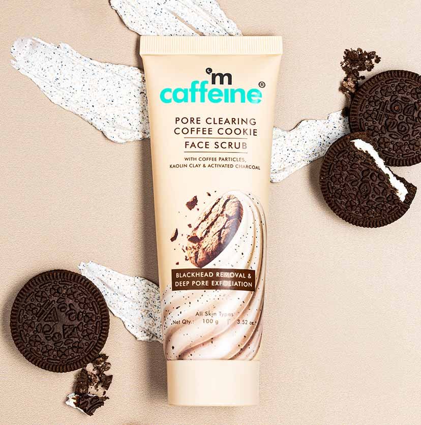 mCaffeine Pore Clear Coffee Cookie Face Scrub for Blackheads & Tan Removal - 100gm